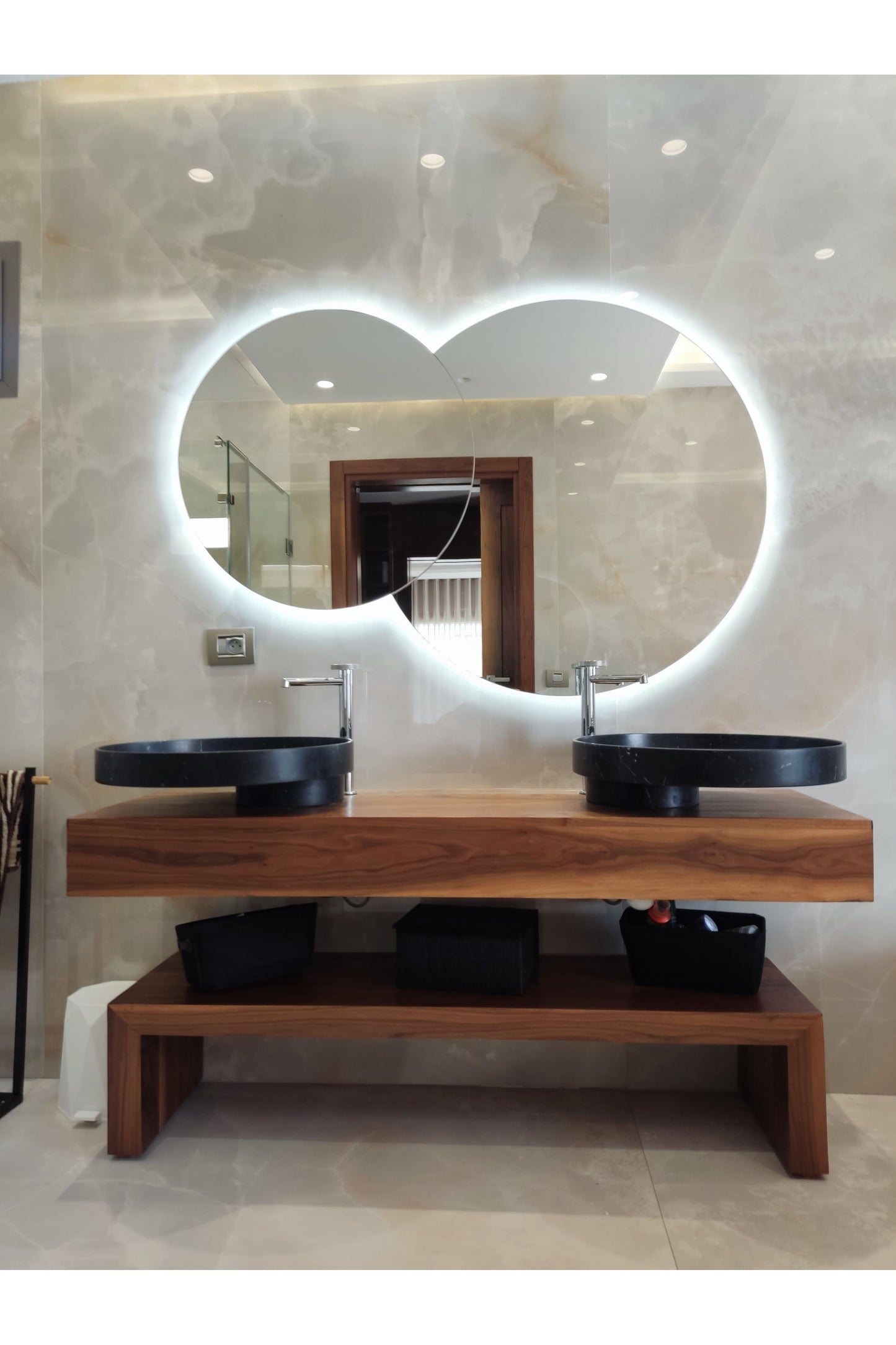 Nova Style : Miroir double cercle de salle de bain avec LED