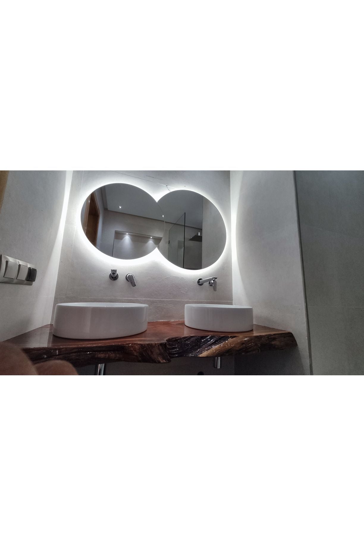 Nova Style : Miroir double cercle de salle de bain avec LED