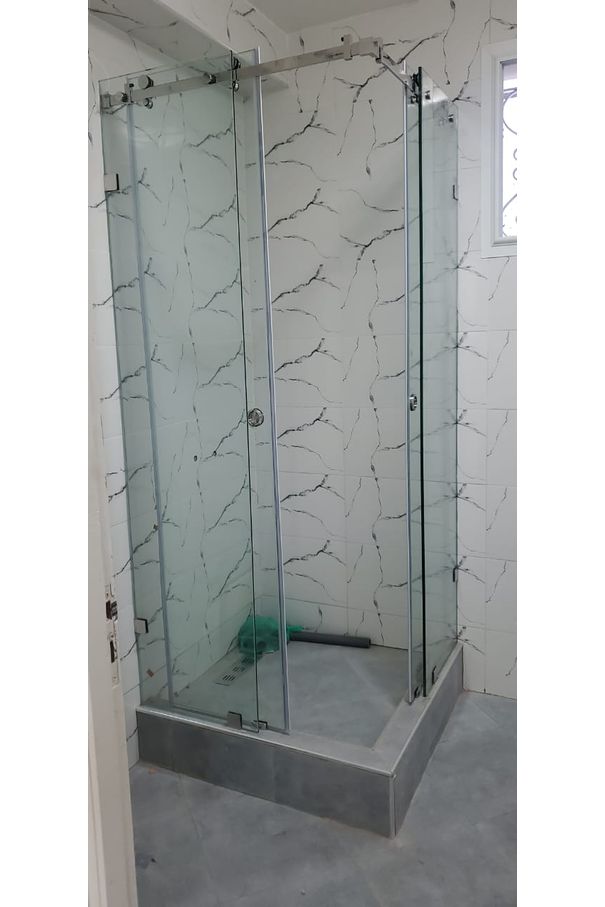 Douche Italienne en L verre trempé Douche italienne en verre trempé