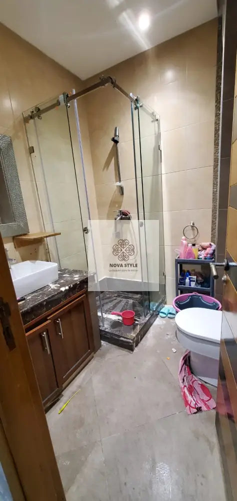 Douche Italienne en L verre trempé Douche italienne en verre trempé