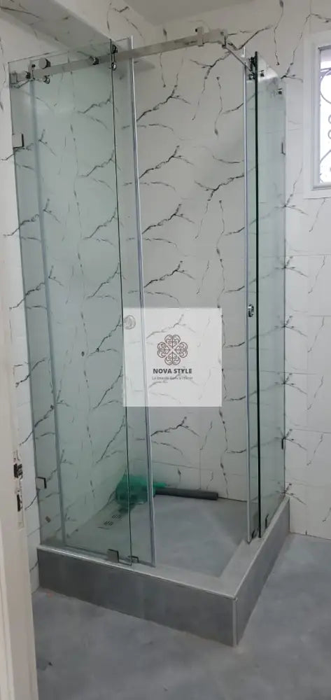 Douche Italienne en L verre trempé Douche italienne en verre trempé