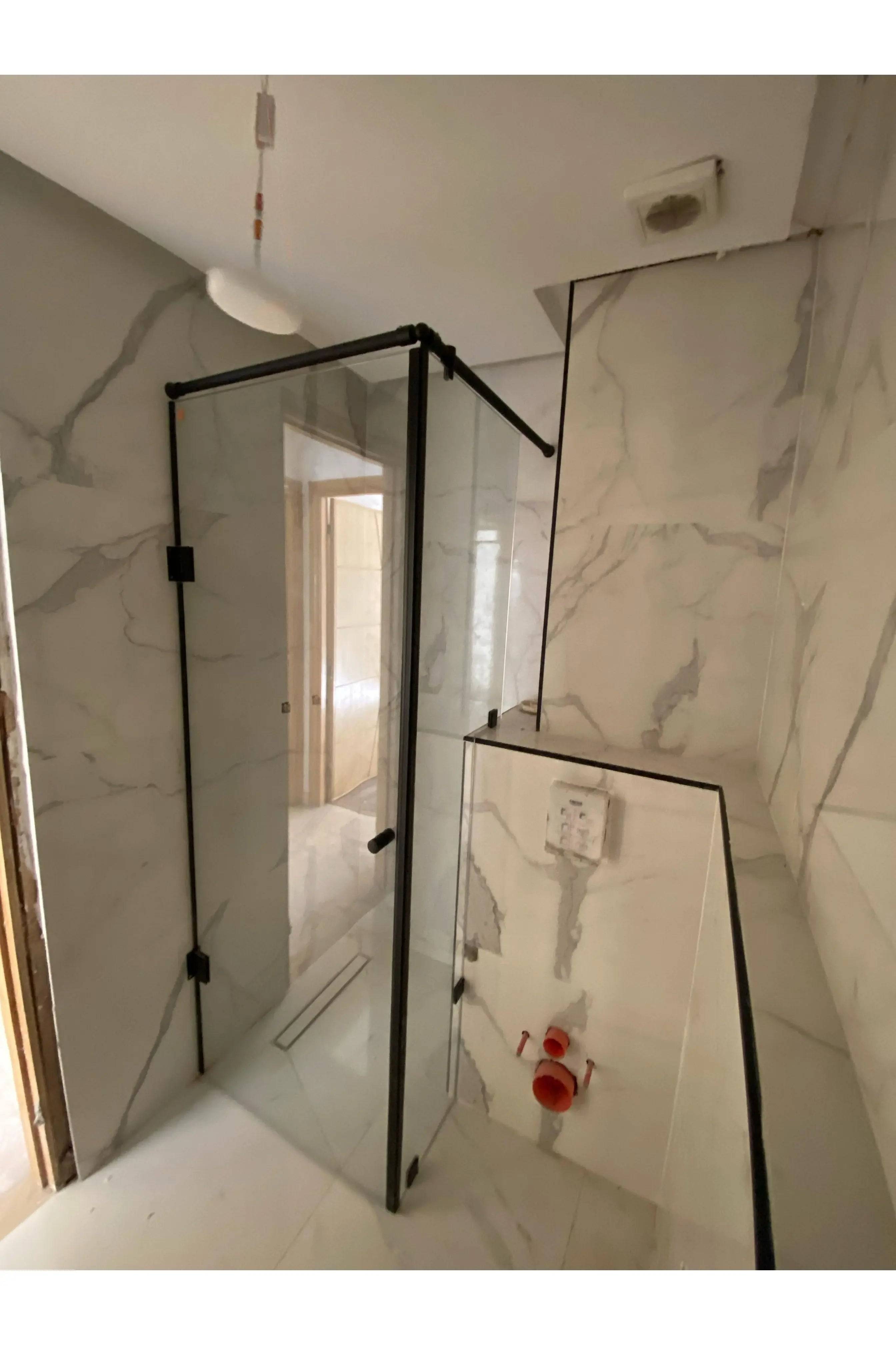 devis douche italienne en verre trempé TYPE L: Personnalisez votre douche à l'italienne en forme L