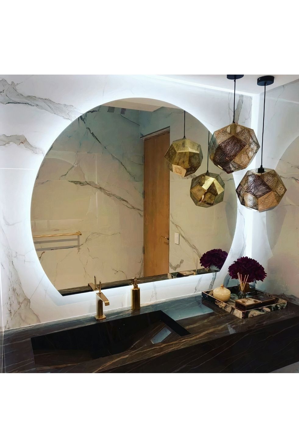 Nova Style : Miroir Demi Cercle de salle de bain avec LED