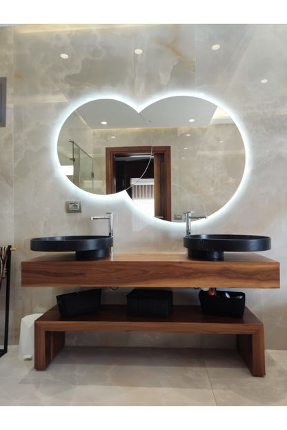 Nova Style : Miroir double cercle de salle de bain avec LED