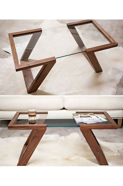 Table De Séjour En Bois Hêtre Et Verre Trempé Séjour Bois Verre
