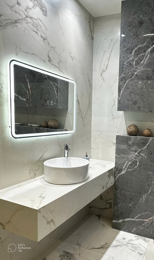 Nova Style : Miroir RECTANGULAIRE Bright de salle de bain avec LED
