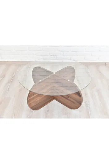 Table De Séjour En Bois Mdf Et Verre Trempé Séjour Bois Verre