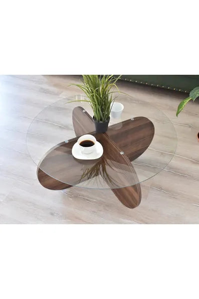Table De Séjour En Bois Mdf Et Verre Trempé Séjour Bois Verre