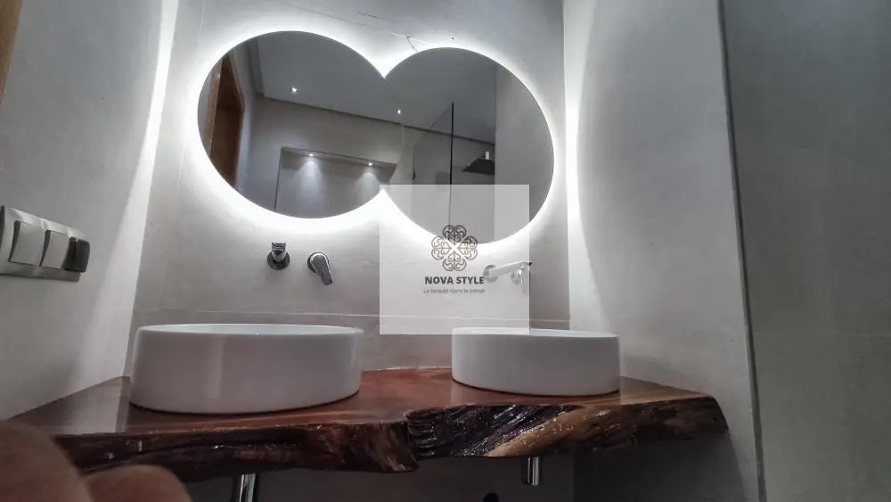 Nova Style : Miroir double cercle de salle de bain avec LED