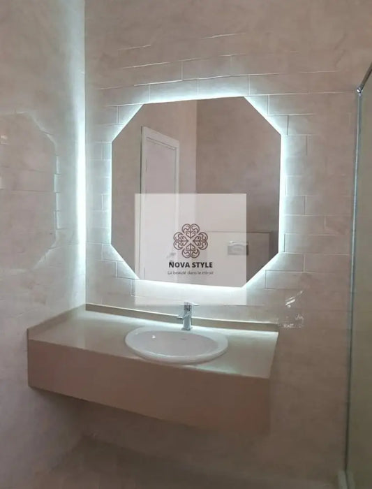 Nova Style : Miroir OCTAGONAL de salle de bain avec LED