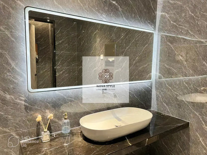 Nova Style : Miroir RECTANGULAIRE Bright de salle de bain avec LED