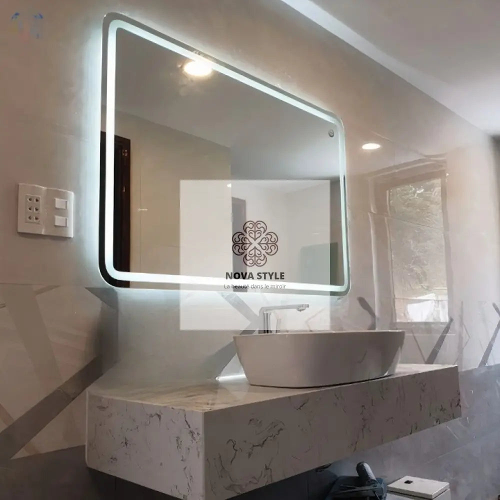 Nova Style : Miroir RECTANGULAIRE Bright de salle de bain avec LED