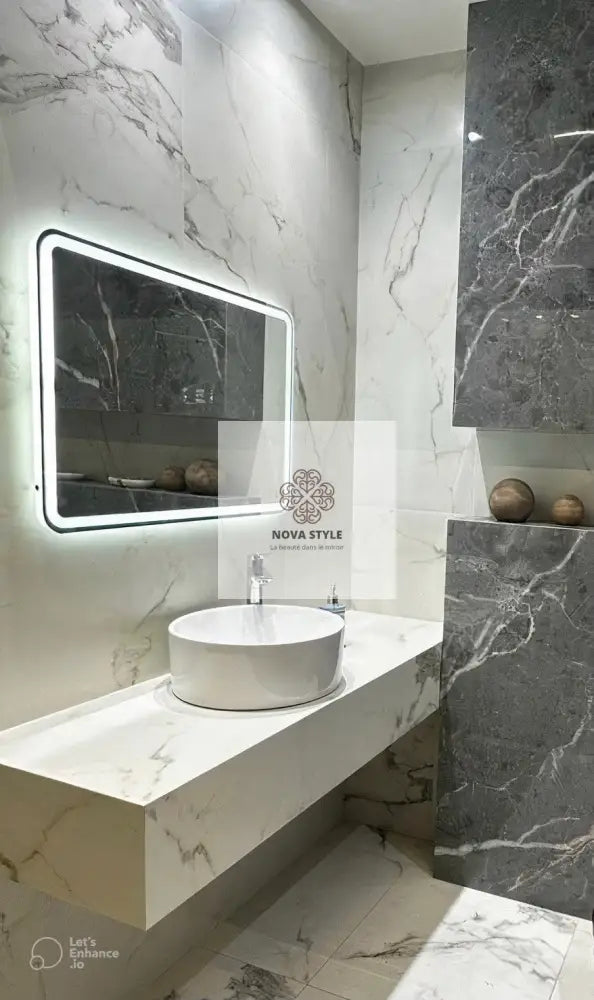 Nova Style : Miroir RECTANGULAIRE Bright de salle de bain avec LED