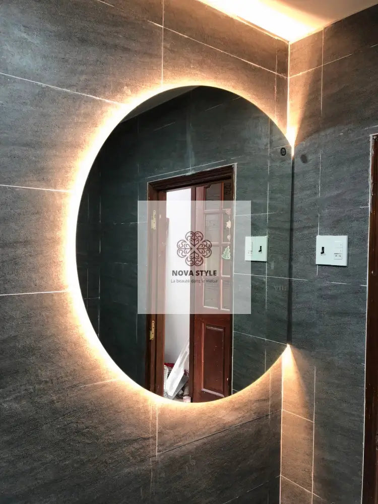 Nova Style : Miroir Demi Cercle de salle de bain avec LED