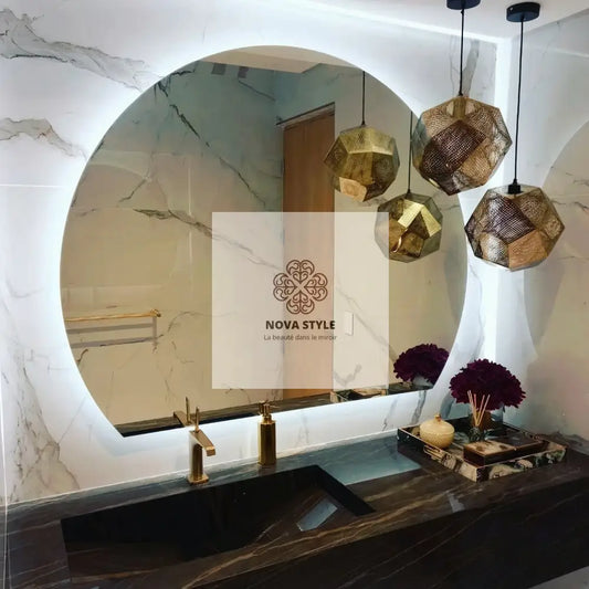 Nova Style : Miroir Demi Cercle de salle de bain avec LED